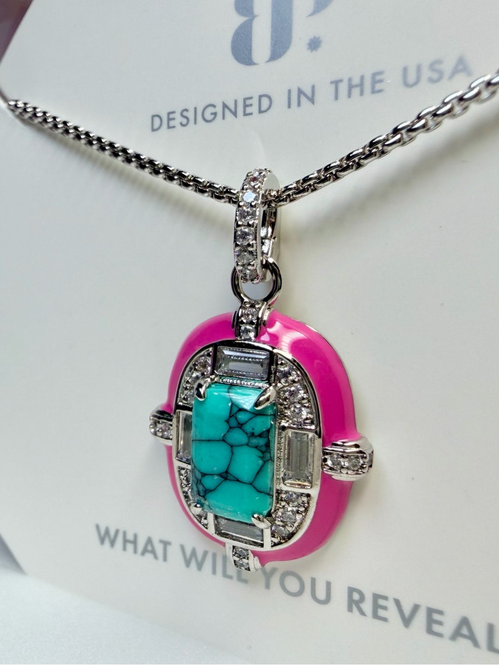 Bomb Party New OG Enamel Necklace- “Tan Lines & Sparkle” NK38599